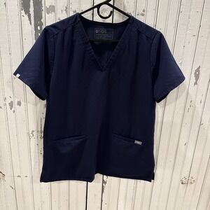 Figs Technical Collection Scrub Top Womens Size Medium Navy Blue Nurse Hospital